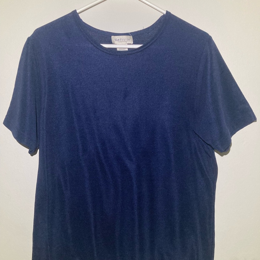 Van Heusen Women’s Navy Blue Short Sleeve Top – Size L